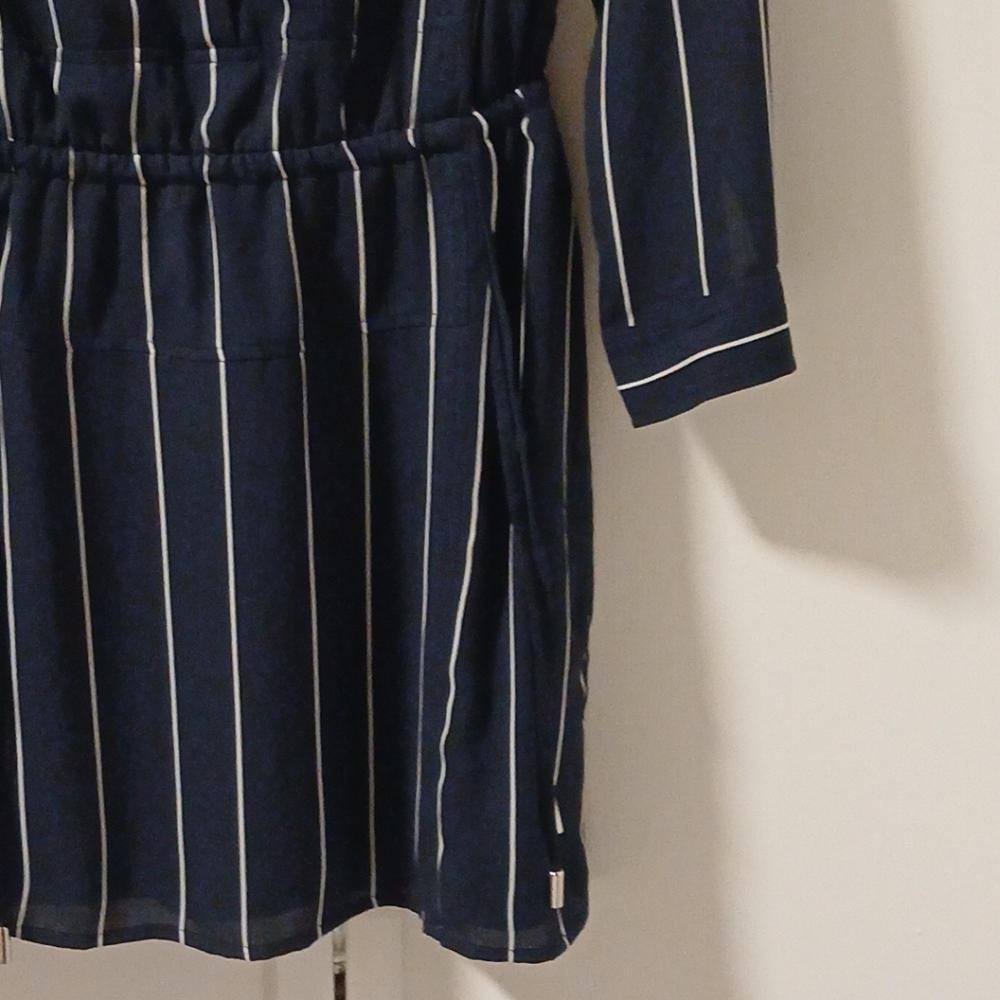 BANANA REPUBLIC Women's Sz 6  Blue Striped Long Sleeve Shirt Dress - Picture 2 of 12